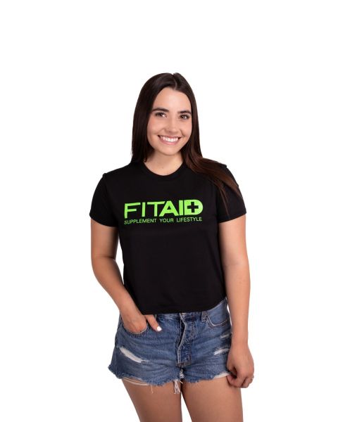 FITAID STANDARD LOGO NEON GREEN - CROPPED TEE 
