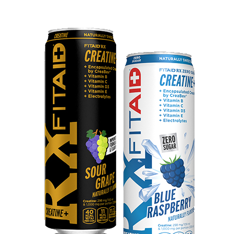 Cans of RX sour grape and RX zero blue raspberry