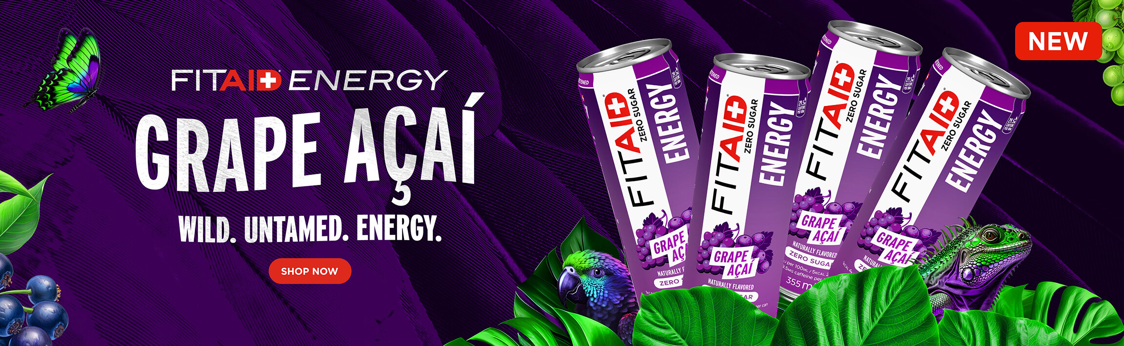 NEW! FITAID Energy Grape Acai. Wild Untamed Energy.